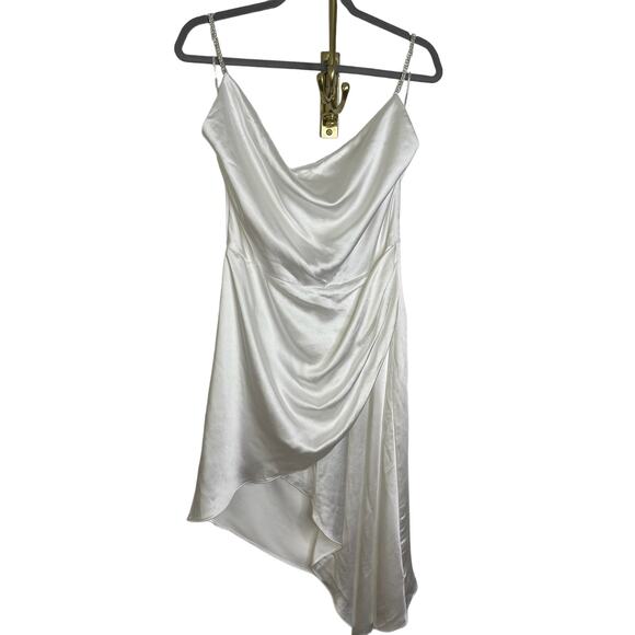 Elliatt X Revolve Jacinda Mini Dress Satin Rhinestone Straps Bridal Party Sz L - Picture 5 of 15
